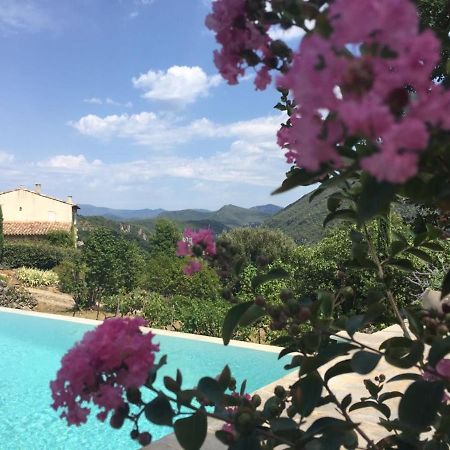 Gite En Cevennes Du Sud, Bergerie Restauree Au Rez De Jardin D'Une Bastide Avec Piscine, Vue Exceptionnelle, Authenticite Et Confort Saint-Laurent-le-Minier Luaran gambar