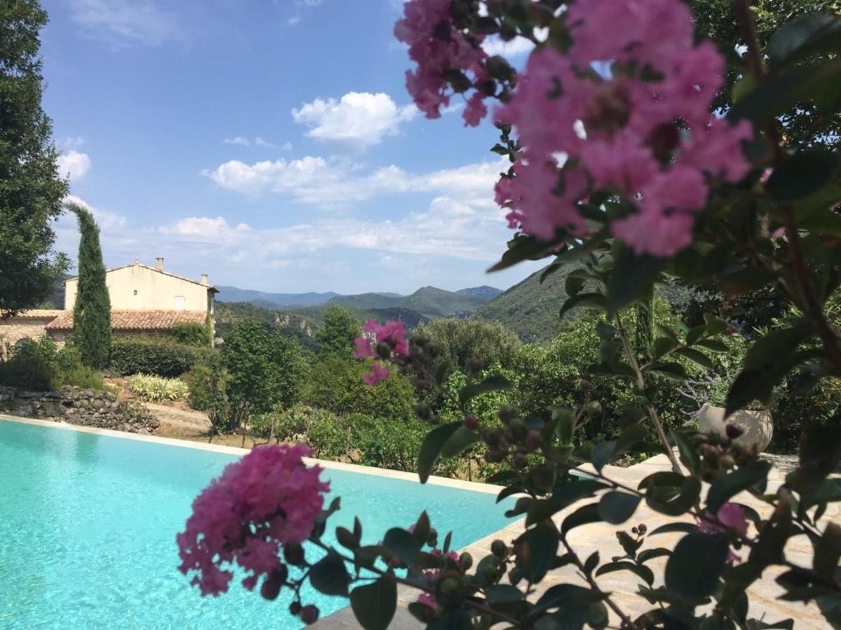 Gite En Cevennes Du Sud, Bergerie Restauree Au Rez De Jardin D'Une Bastide Avec Piscine, Vue Exceptionnelle, Authenticite Et Confort Saint-Laurent-le-Minier Luaran gambar