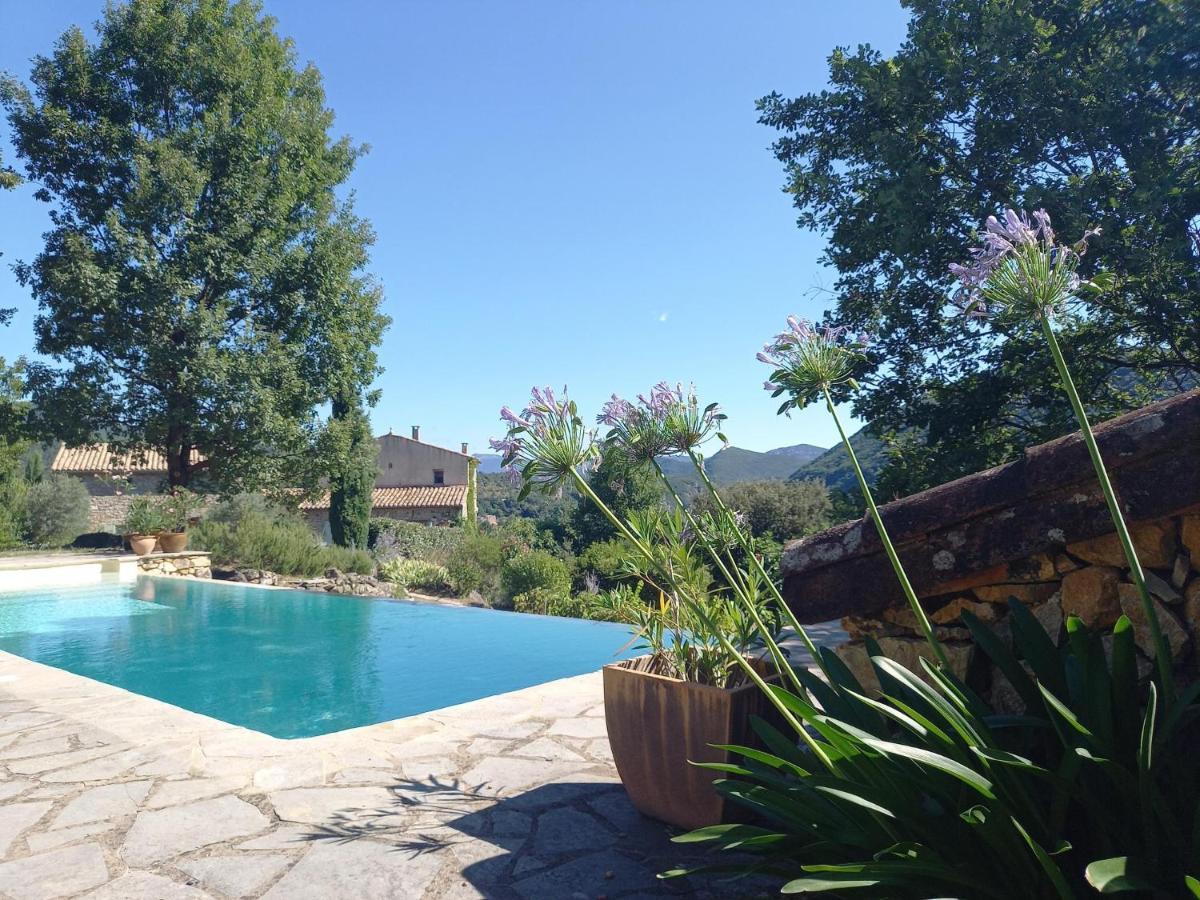 Gite En Cevennes Du Sud, Bergerie Restauree Au Rez De Jardin D'Une Bastide Avec Piscine, Vue Exceptionnelle, Authenticite Et Confort Saint-Laurent-le-Minier Luaran gambar